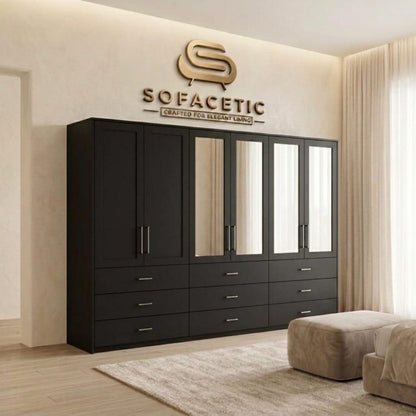 6 Door Black color Wardrobe