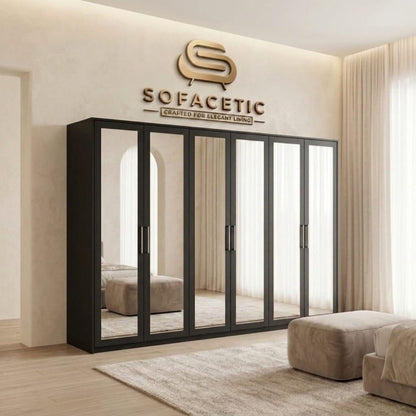 6 Door Black color Wardrobe