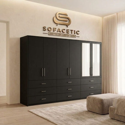6 Door Black color Wardrobe