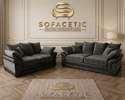 Dino Plush Velvet Modern Sofa Set