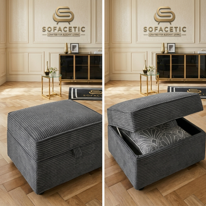 Storage Footstool in Jumbo Cord Fabric