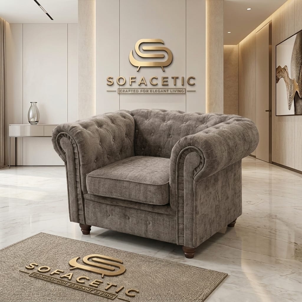 Olympia Chesterfield  Chenile  Sofa Set
