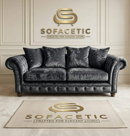 Juxen Crush Velvet Designer Sofa Set