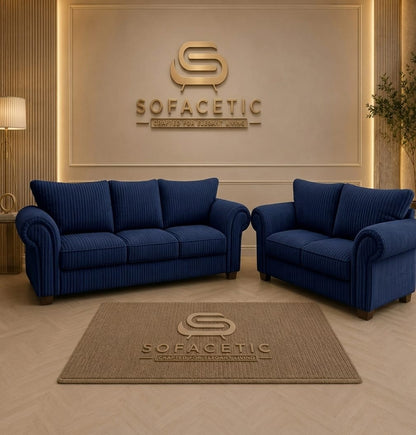 Monzi Jumbo Cord Contemporary Sofa Set