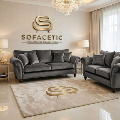 Juxen Plush Velvet Designer Sofa Set