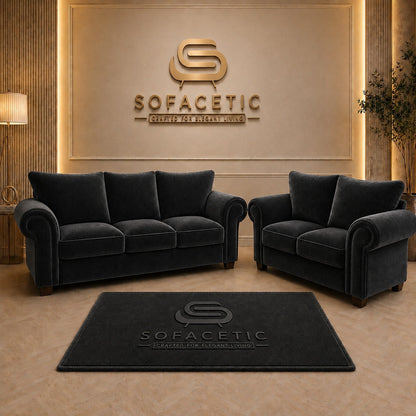 Monzi Plush velvet  Contemporary Sofa Set