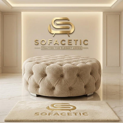 Premium Footstool in Chenile Fabric