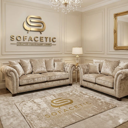 Juxen Crush Velvet Designer Sofa Set