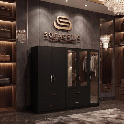 5 Door Black color Wardrobe