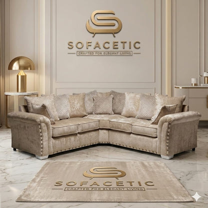 Juxen Crush Velvet Designer Sofa Set