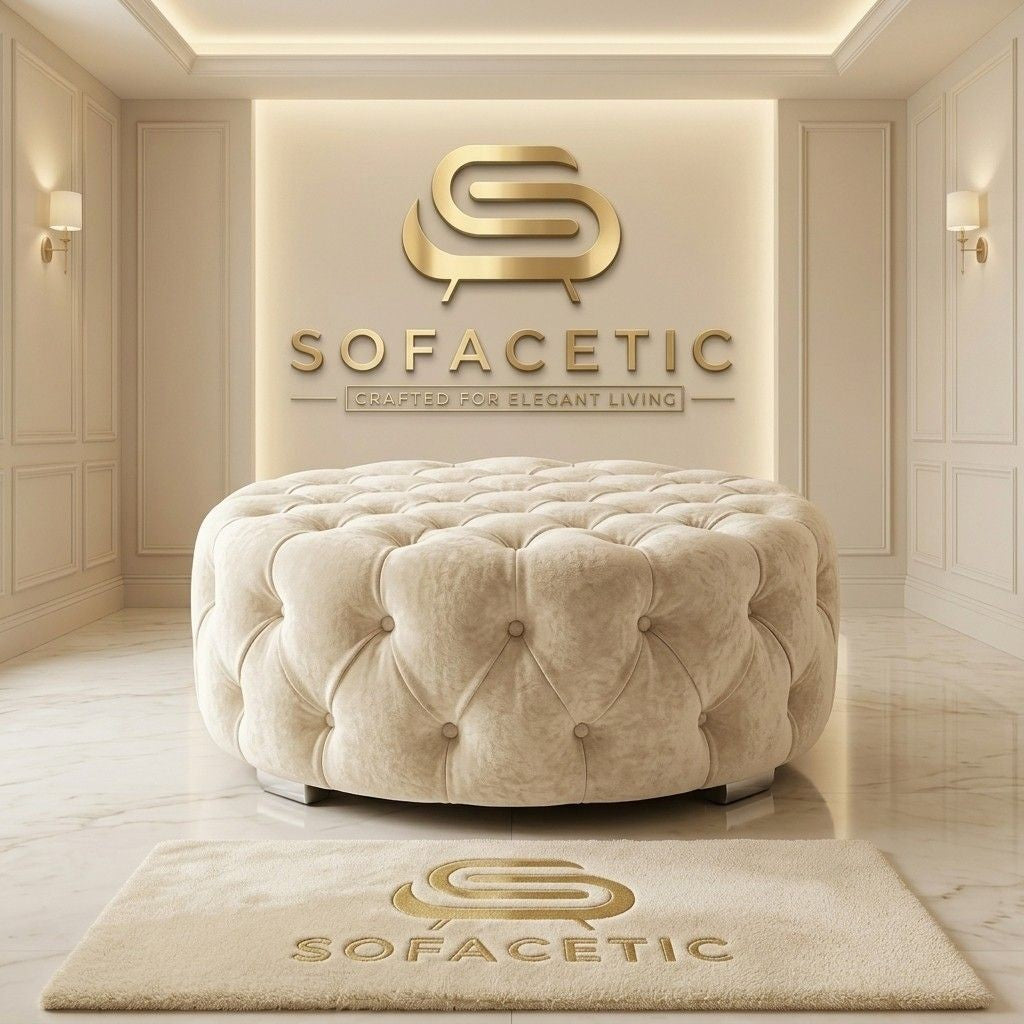 Premium Footstool in Chenile Fabric