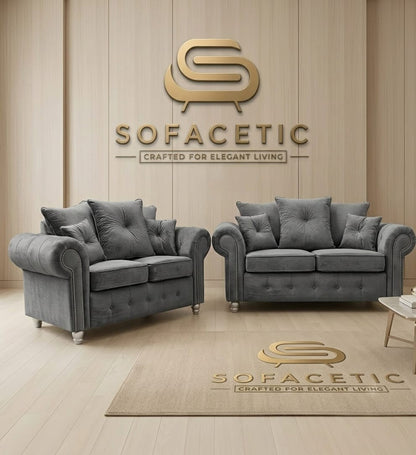 Monzi Chenille Contemporary Sofa Set