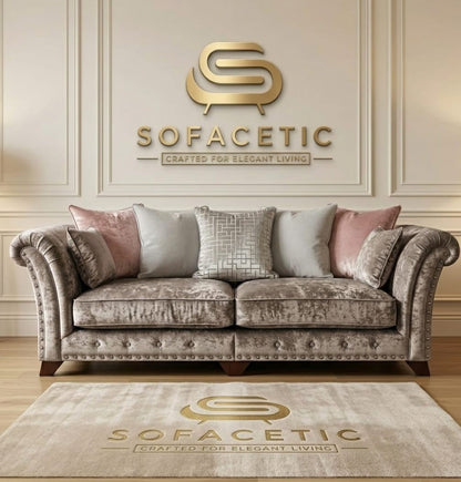 Juxen Crush Velvet Designer Sofa Set