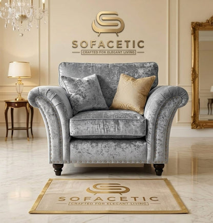 Juxen Crush Velvet Designer Sofa Set