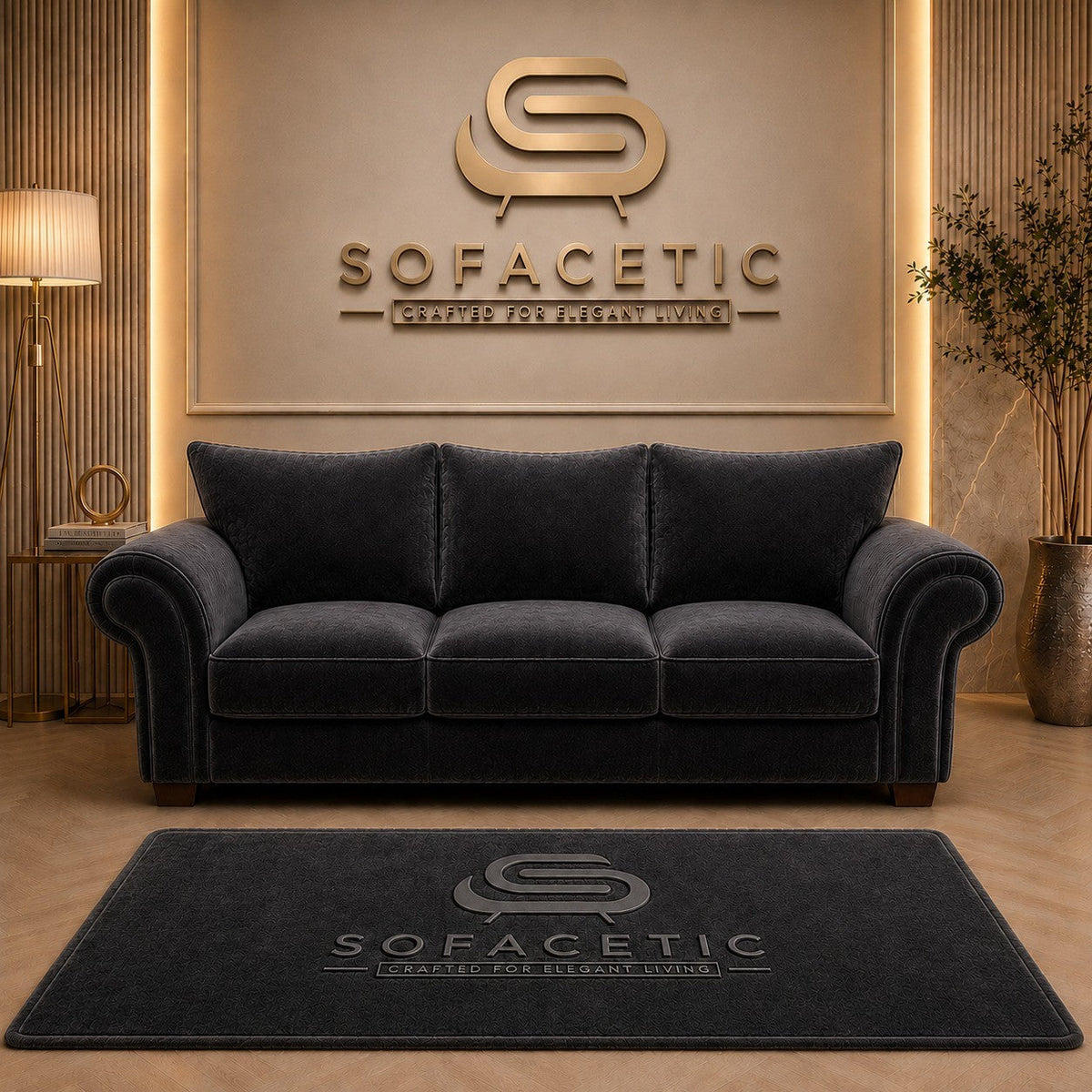 Monzi Plush velvet  Contemporary Sofa Set