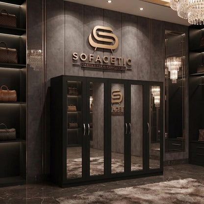 5 Door Black color Wardrobe