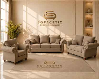 Nicole Naple Fabric Luxury Sofa Set