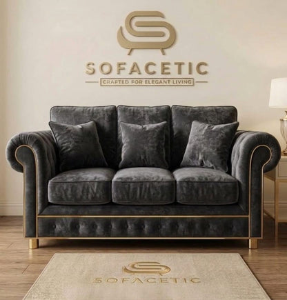 Monzi Crush velvet  Contemporary Sofa Set