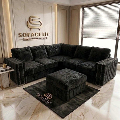 Lilly Crush Velvet Fabric Luxury Sofa Set