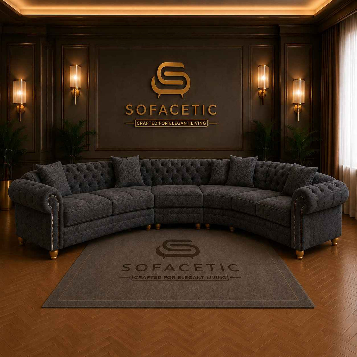Olympia Ashwin Chenile Sofa Set