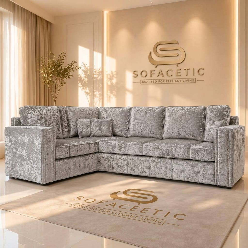 Ruby Alaska Crush Velvet  Sofa Set