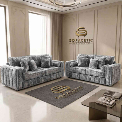 Lilly Crush Velvet Fabric Luxury Sofa Set