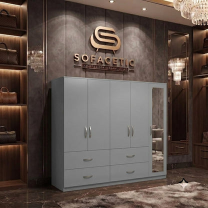 5 Door Grey color Wardrobe