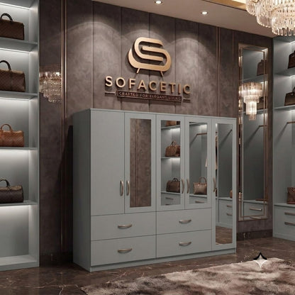 5 Door Grey color Wardrobe
