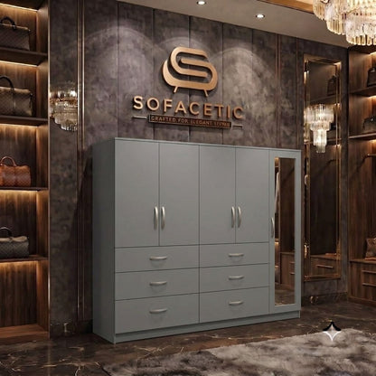 5 Door Grey color Wardrobe