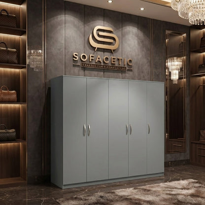 5 Door Grey color Wardrobe