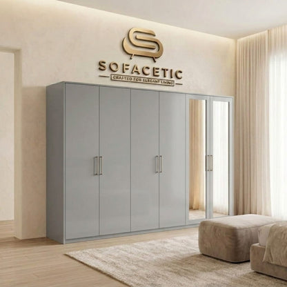 6 Door Grey color Wardrobe