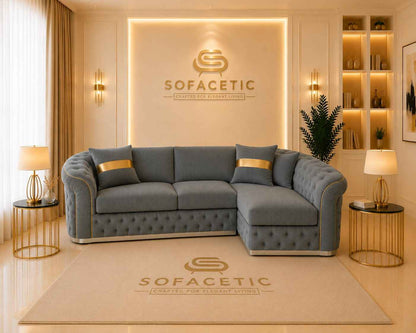Madrid Jumbo Cord Fabric Chesterfield Sofa Set