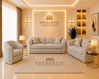 Madrid Naples Fabric Chesterfield Sofa Set