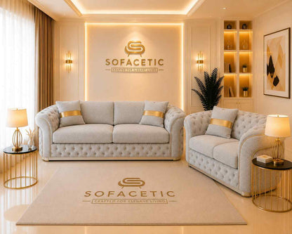 Madrid Naples Fabric Chesterfield Sofa Set