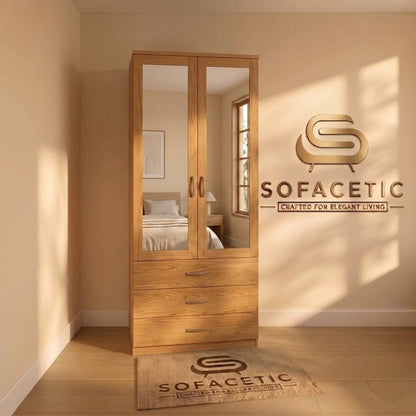 2 Door Oak Color Wardrobe