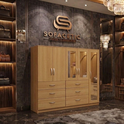 5 Door Oak color Wardrobe