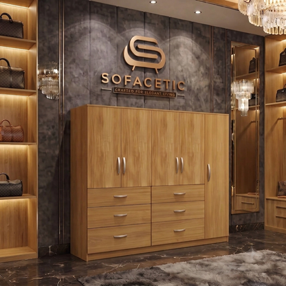 5 Door Oak color Wardrobe