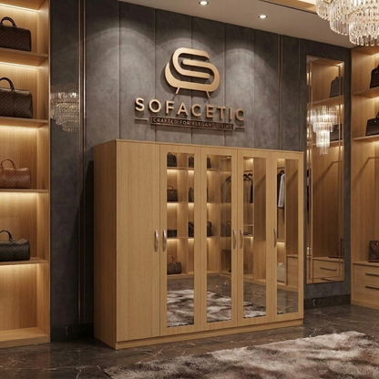 5 Door Oak color Wardrobe