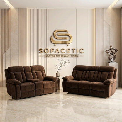 Vancouver Leather Recliner Sofa Brown Set