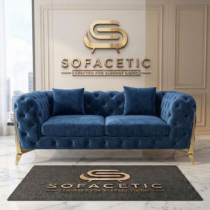 Italian Plush Velvet Fabric Chesterfield Sofa Set