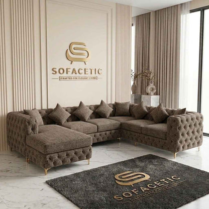Italian Chenille Fabric Chesterfield Sofa Set