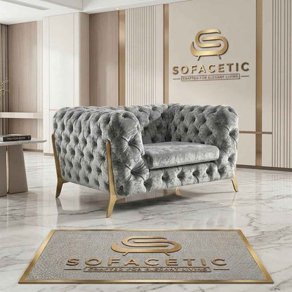 Italian Crush Velvet Fabric Chesterfield Sofa Set