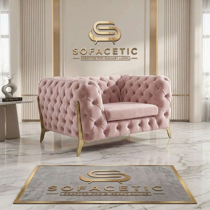 Italian Plush Velvet Fabric Chesterfield Sofa Set