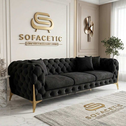 Italian Chenille Fabric Chesterfield Sofa Set