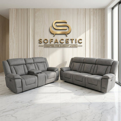 Buenos Fabric Suite Recliner Sofa Grey Set
