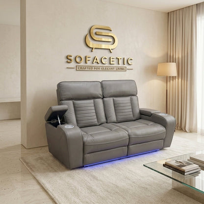 Tuscany Leather Suite Corner  Sofa Grey Set