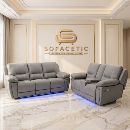 Sara Leather Suite Sofa Grey Set