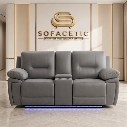 Sara Leather Suite Sofa Grey Set