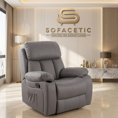 Vancouver Leather Recliner Sofa Grey Set