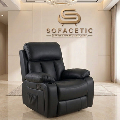 Vancouver Leather Recliner Sofa Black Set